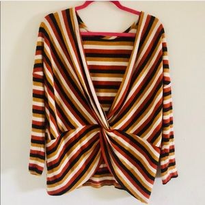 Low V neck long sleeve sweater